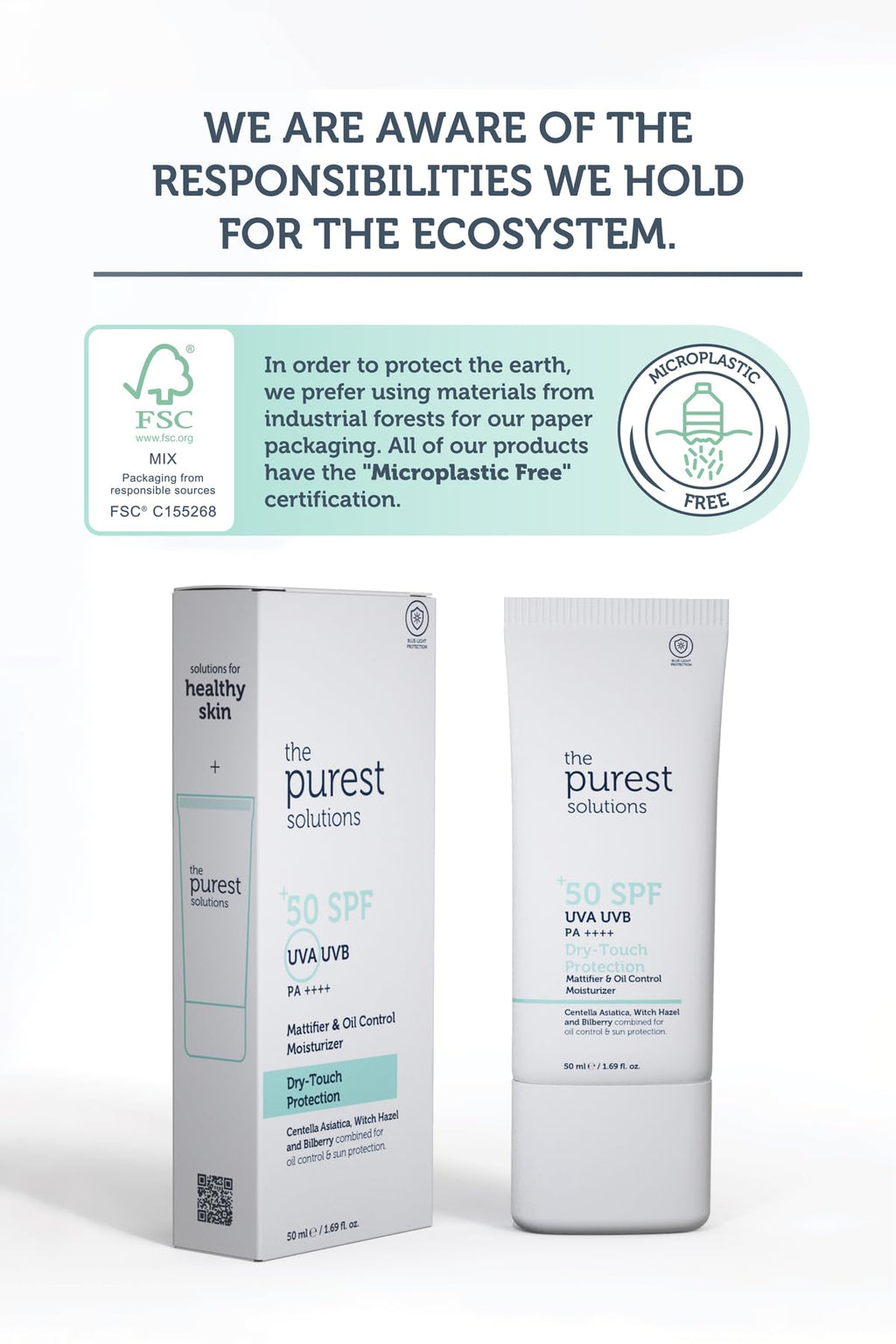 The Purest Solutions Matte Finish Sunscreen for Oily Skin 50 Spf Dry-touch Protection