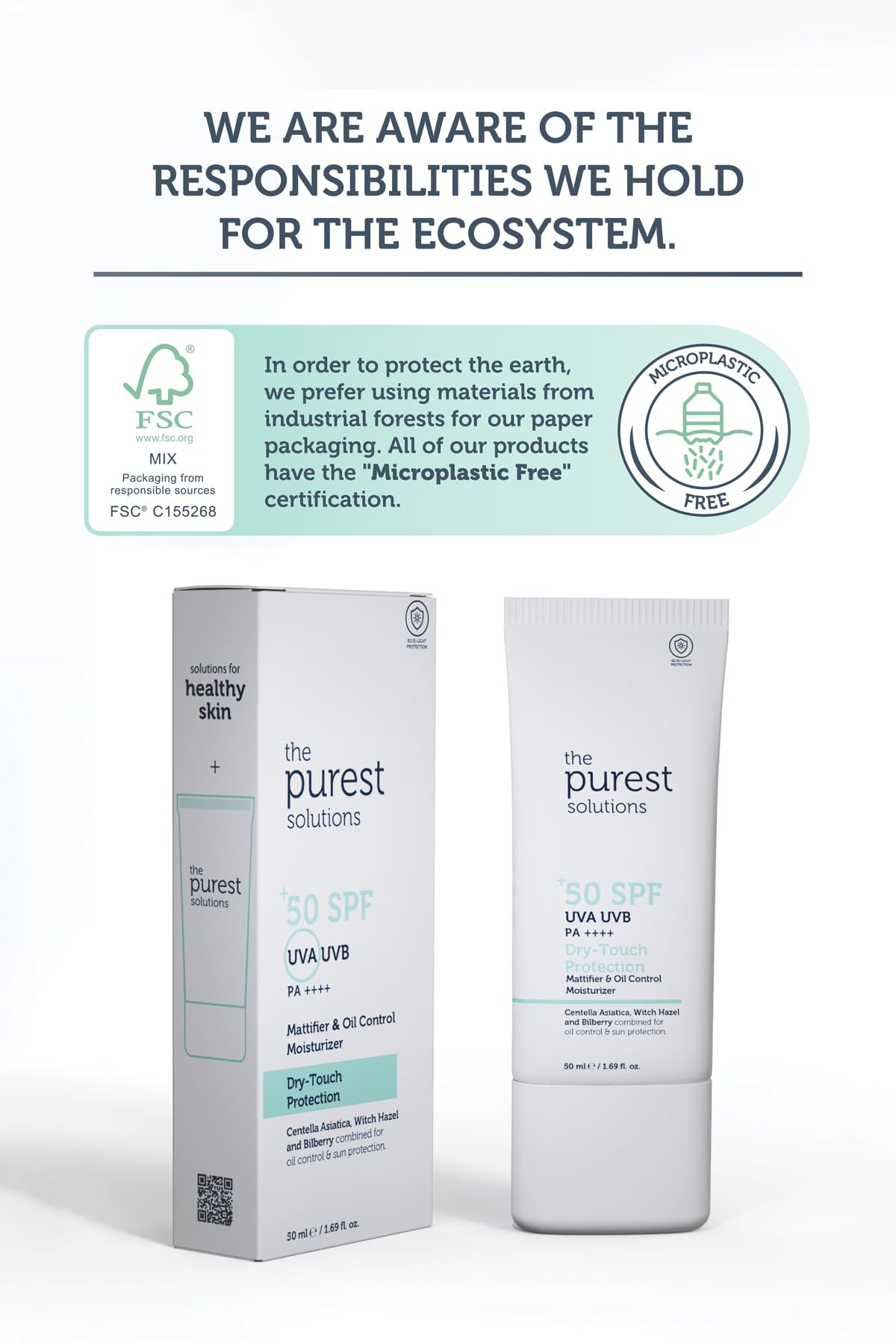 The Purest Solutions Matte Finish Sunscreen for Oily Skin 50 Spf Dry-touch Protection