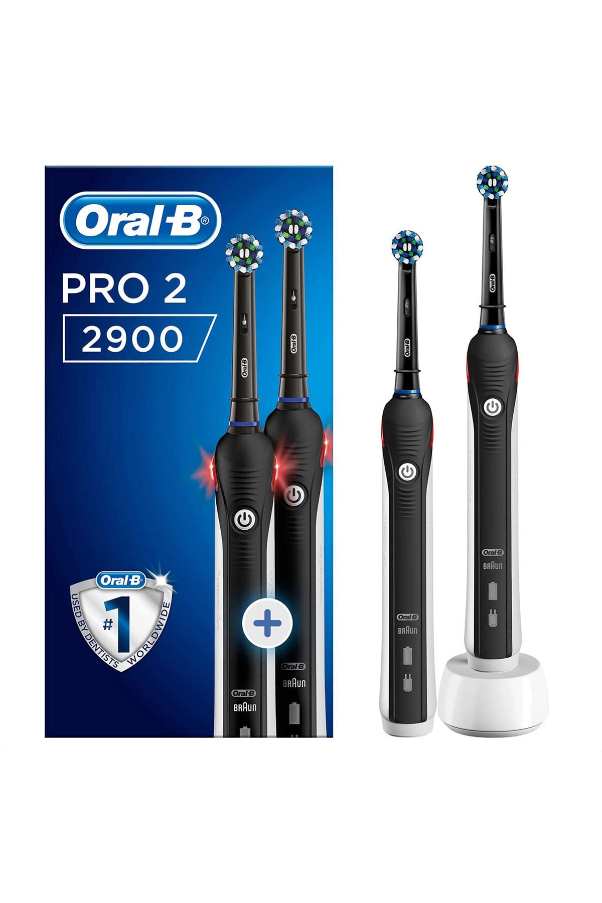 Oral-B Pro 2 (2900) BLACK EDITION RECHARGEABLE TOOTHBRUSH +BONUS HANDLE