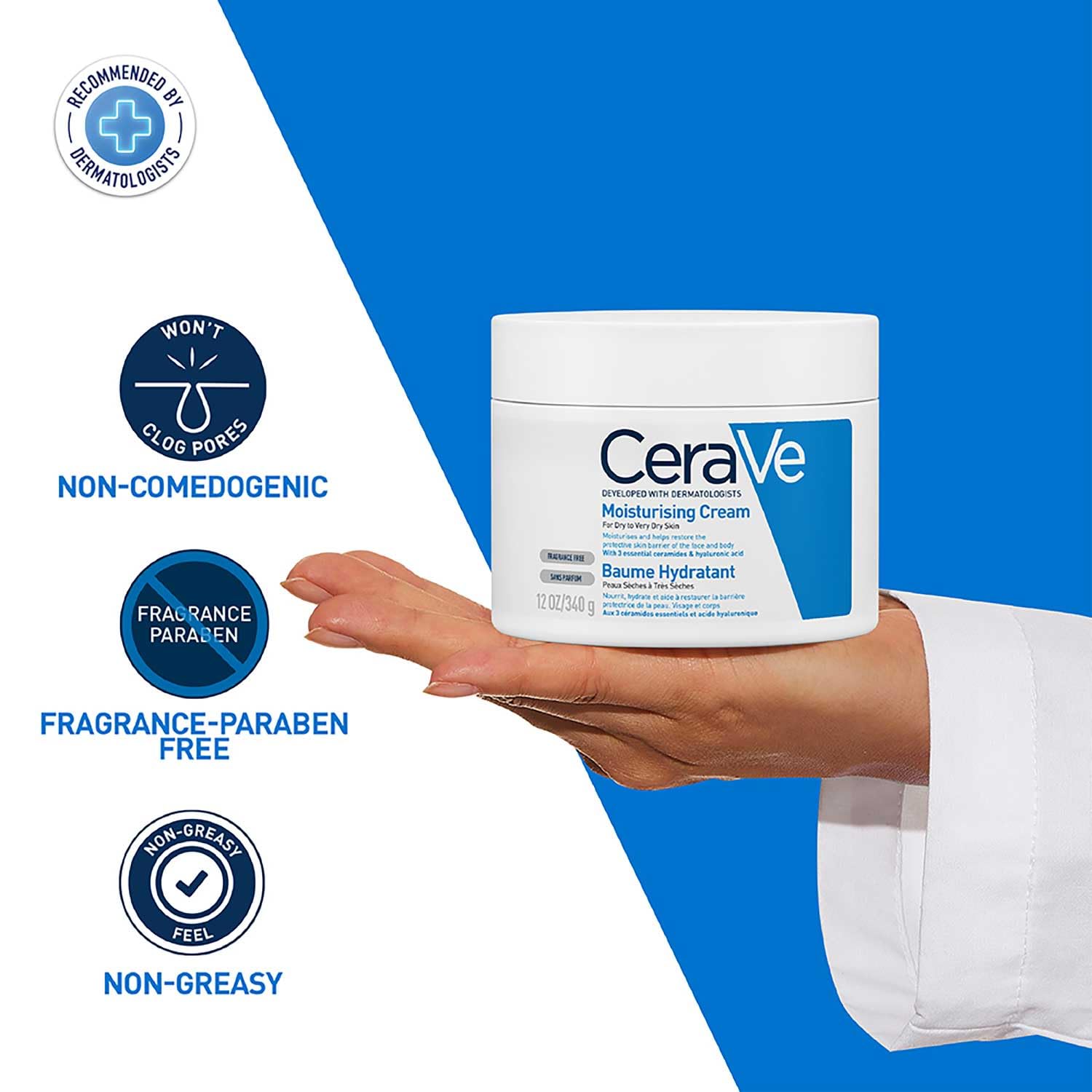 CeraVe Moisturizing Cream | Body and Face Moisturizer for Dry to Very Dry Skin | Body Cream with Hyaluronic Acid and Ceramides | Normal | Fragrance Free | 19 Oz | Packages May Vary