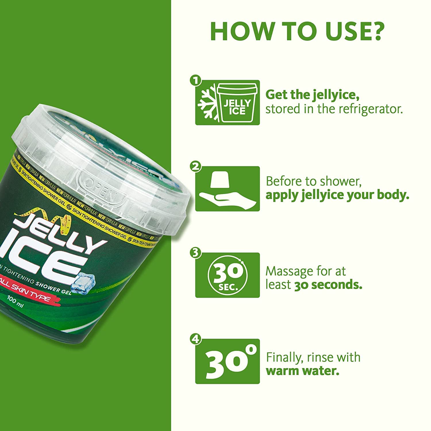 Jellyice Skin Tightening Shower Gel - All Skin Types - Natural Formula - Firming Bath Gel