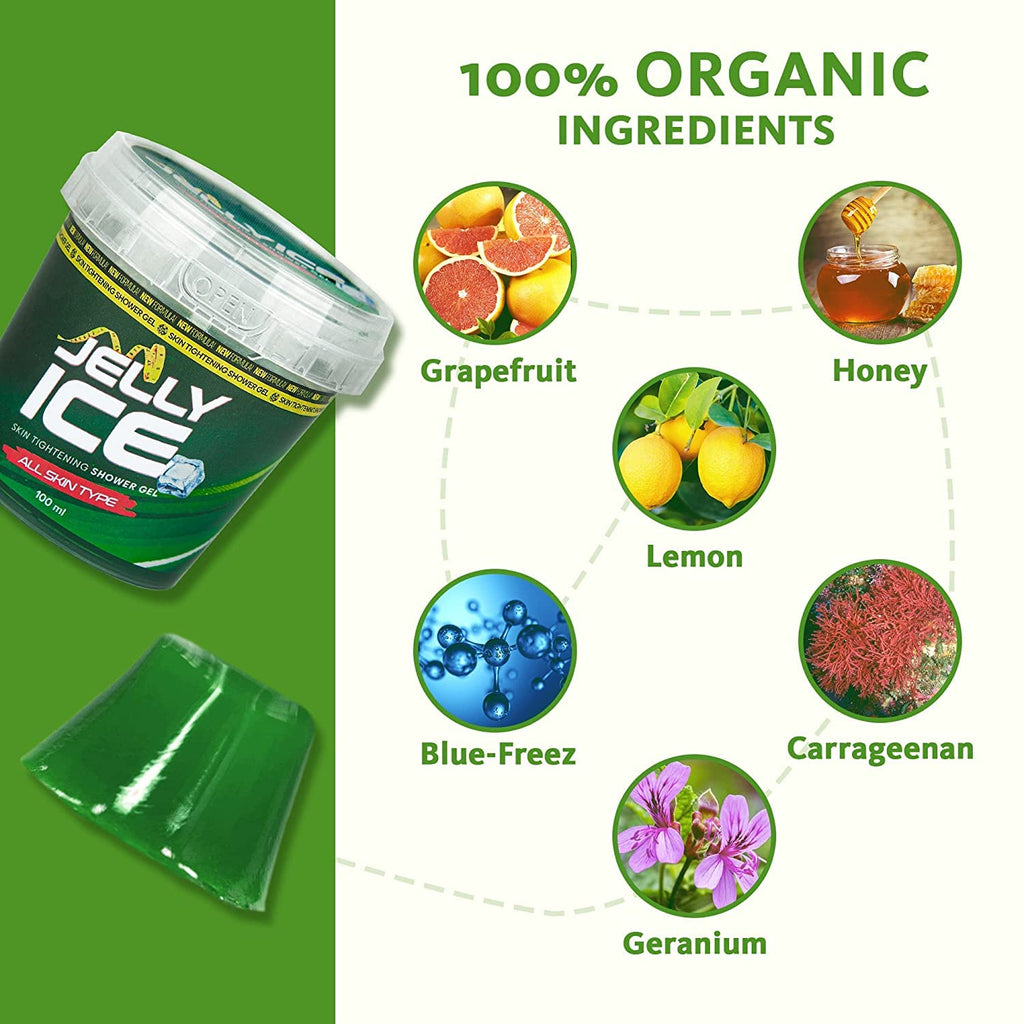 Jellyice Skin Tightening Shower Gel - All Skin Types - Natural Formula - Firming Bath Gel