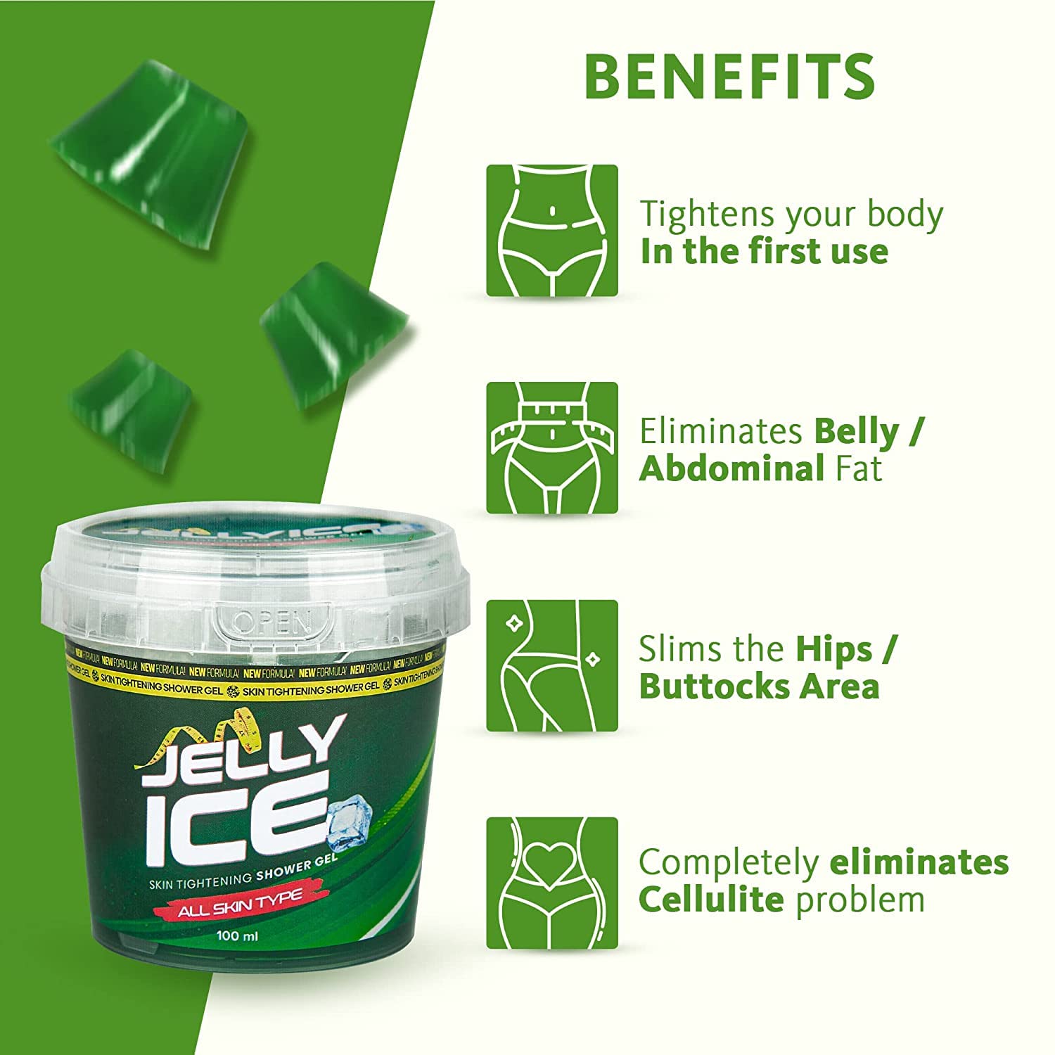 Jellyice Skin Tightening Shower Gel - All Skin Types - Natural Formula - Firming Bath Gel