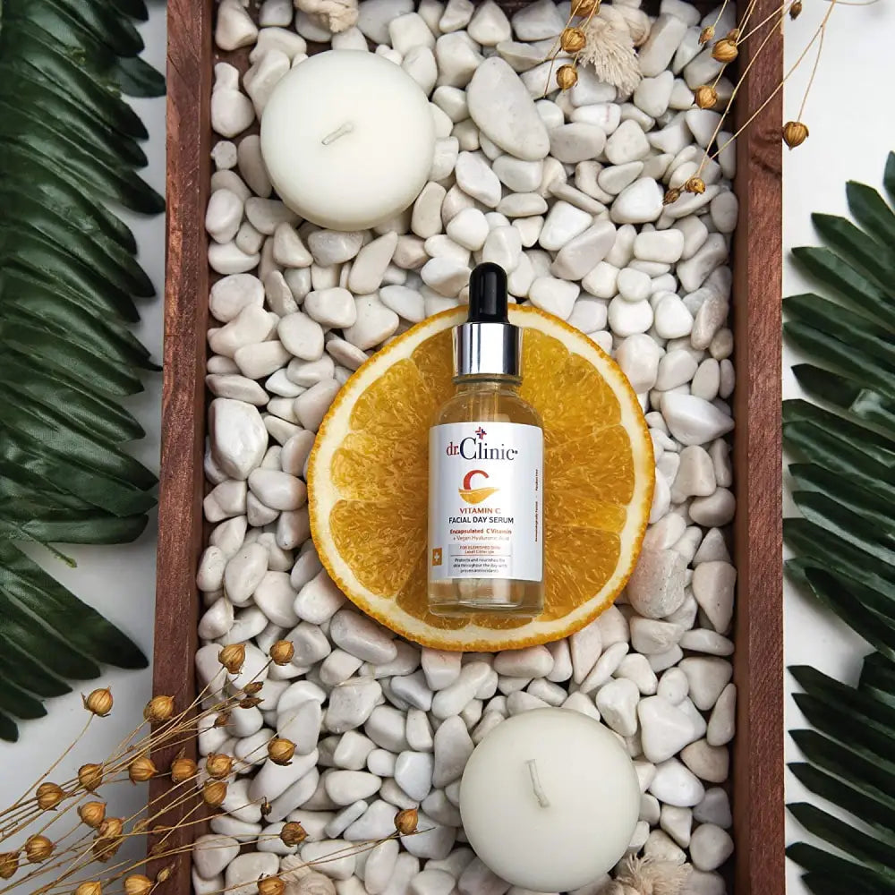 Dr.Clinic Vitamin C Facial Day Serum | Anti Aging, Fine Lines, Eye Wrinkle Skin Repair with Hyaluronic Acid | Moisturizer and Pore Cleanser | Protects from Acne Scars, Sun Damage, 1.01 fl.Oz.