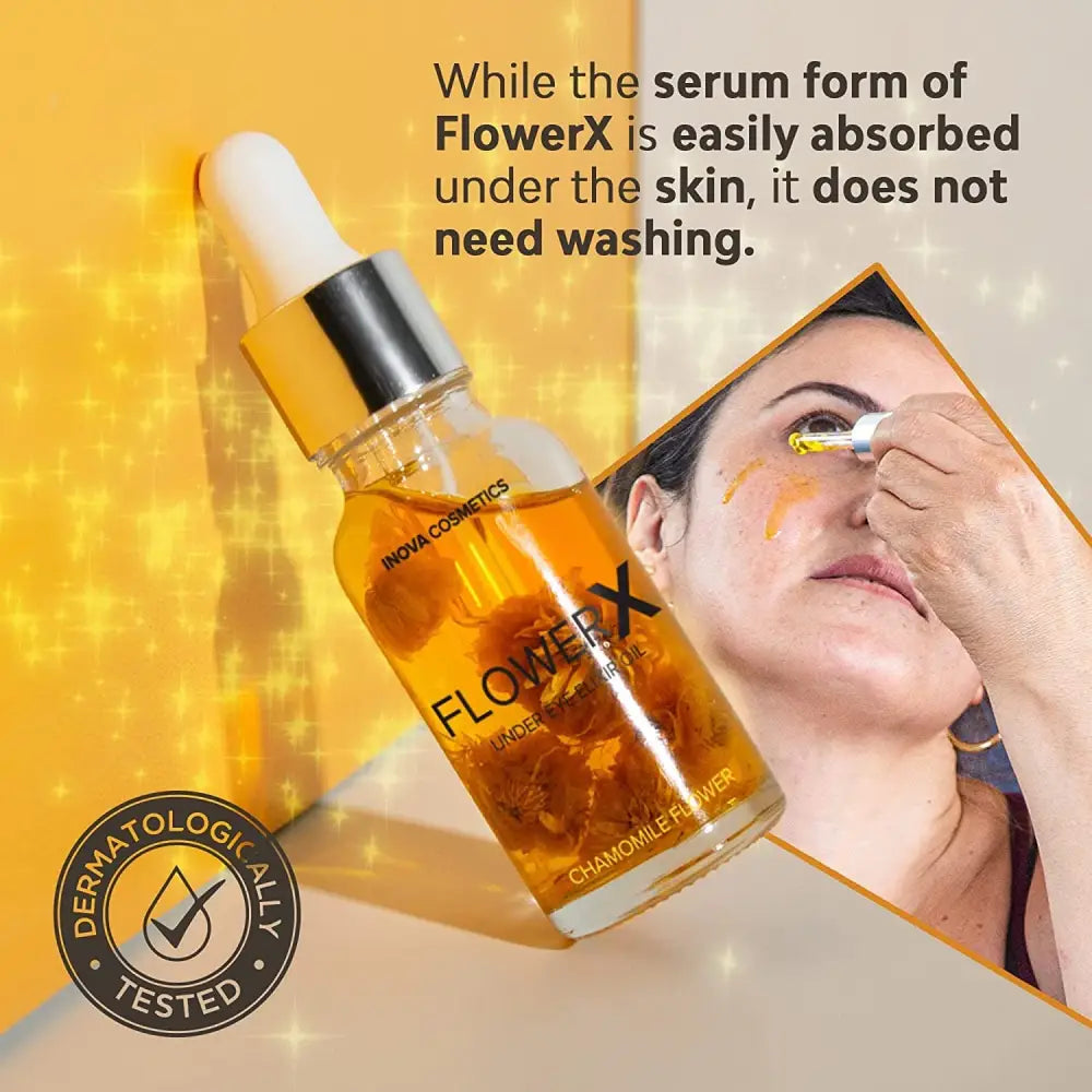 FlowerX Anti Aging Serum, Brightness, Moisturise Under Eye, Dry Oily Combination and Sensitive Skins, Smoother Firmer and Youthful, Fills Up Wrinkles, Sagging & Fine Lines