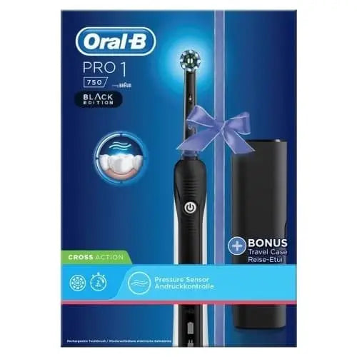 Oral B PRO 1 (750) BLACK EDITION CROSS ACTION RECHARGEABLE TOOTHBRUSH