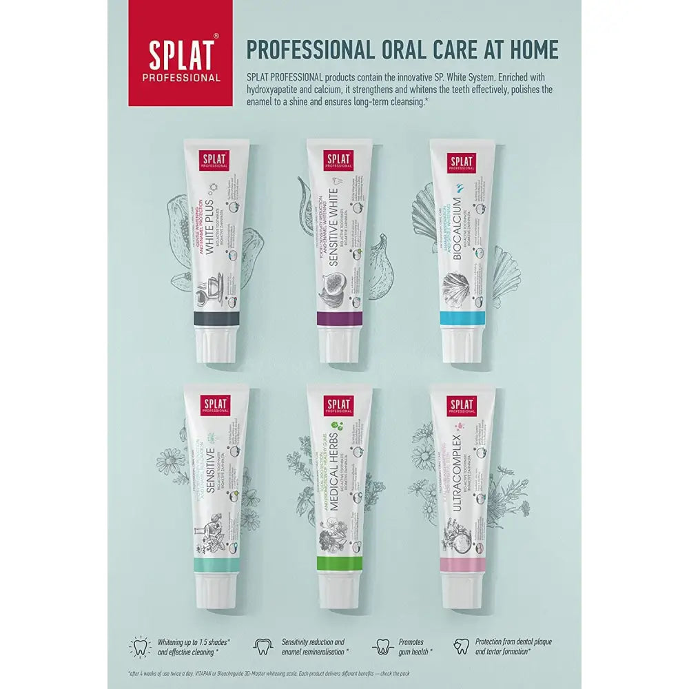 Professional Toothpaste Splat "White Plus". Safe Whitening and Enamel Protection.